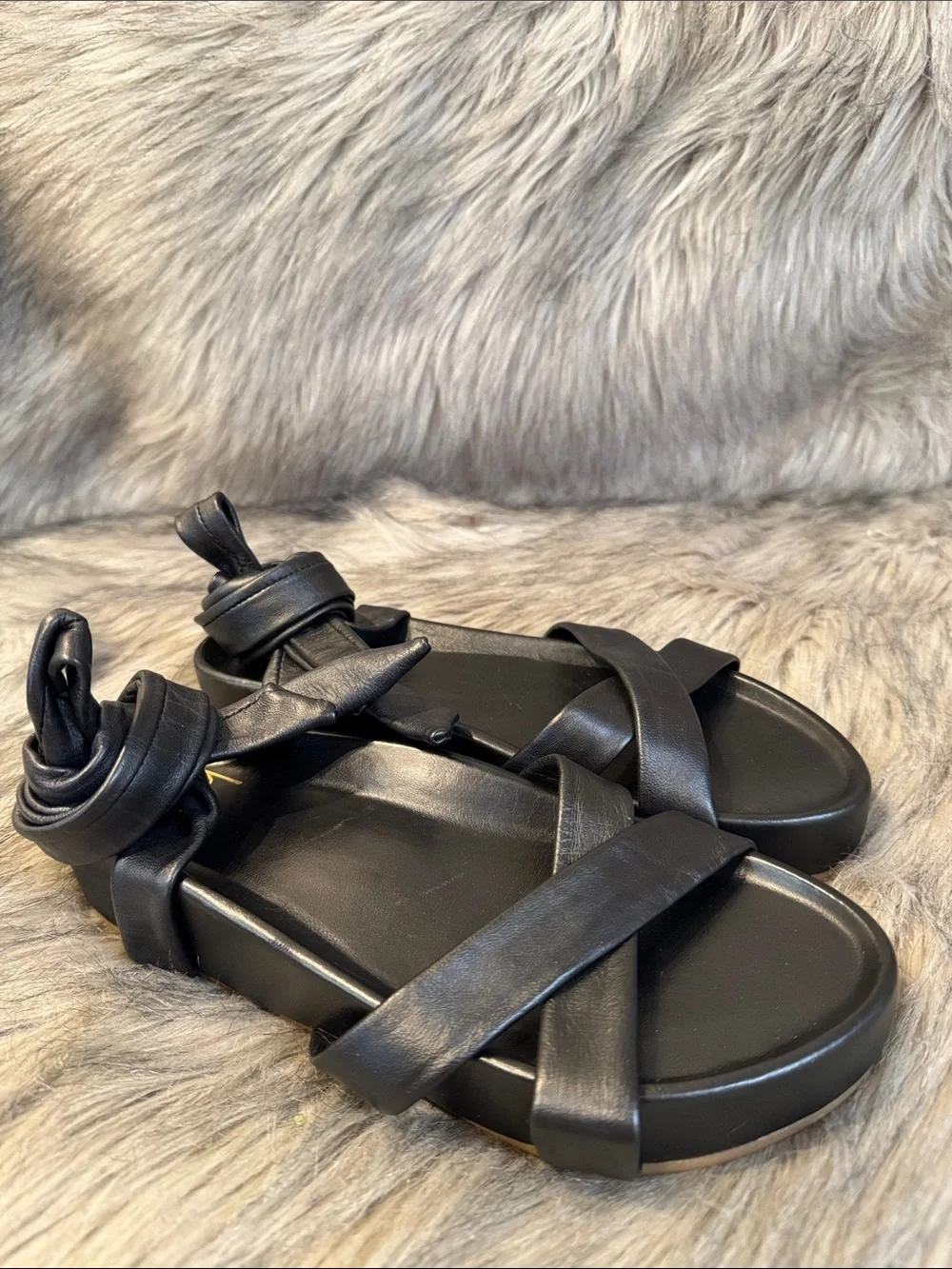 beek Black Knotted Strap Platform Sandals Size 8